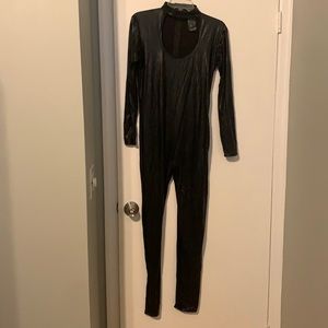 Black Catwoman Costume Jumpsuit / Bodysuit with belt and headband